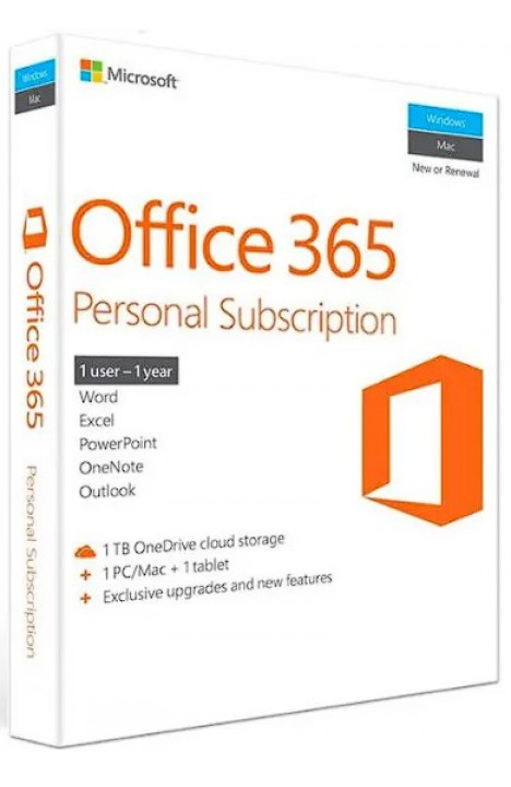 Microsoft Office 365 Personal – 1 User PC/MAC EURO – 1 Year